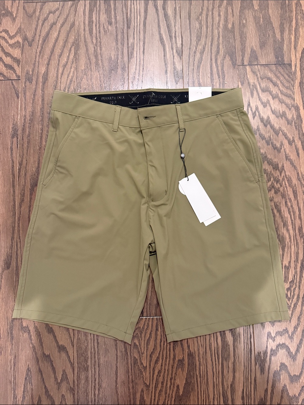 Kenneth Cole Olive Flat-Front Performance Shorts
